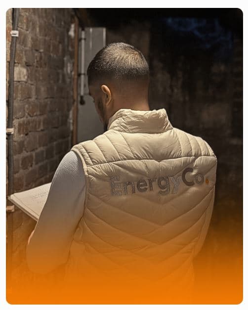 Technicien EnergyCo. réalisant un diagnostic